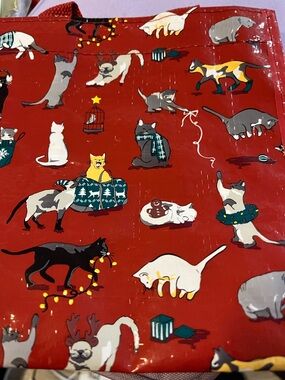 Vera Bradley Red Cat-Pattern Tote